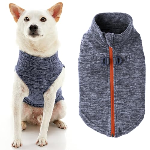 Zip Up Fleece Dog Sweater (Small chest (~13.5") / Gray Wash)