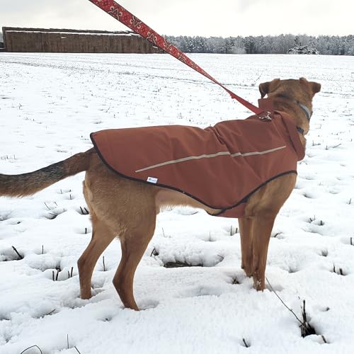 Dog Raincoat Adjustable Waterproof Reflective Rain Jacket for Small Medium Large Dogs (L Chest 32"-40" / Brown)
