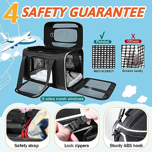 Top Expandable Small Pet Carrier 18"x13"x9.5" Airline Approved (18.0"L x 13.0"W x 9.5"H / Black)