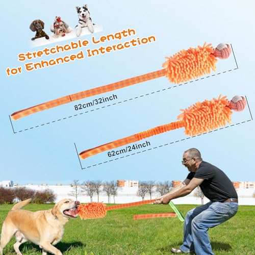 Dog Puppy Toys Dog Squeak Toys Plush Dog Toy with Dog Ropes Knots for Fun and Teeth Cleaning (Orange / Dog Bite Ball Toy)