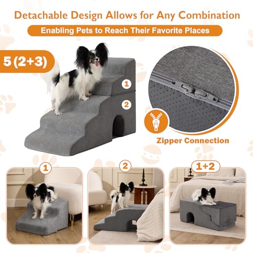Dog Stairs for Bed 23'' H (Grey / Standard 15.5''x32.3''x23'')