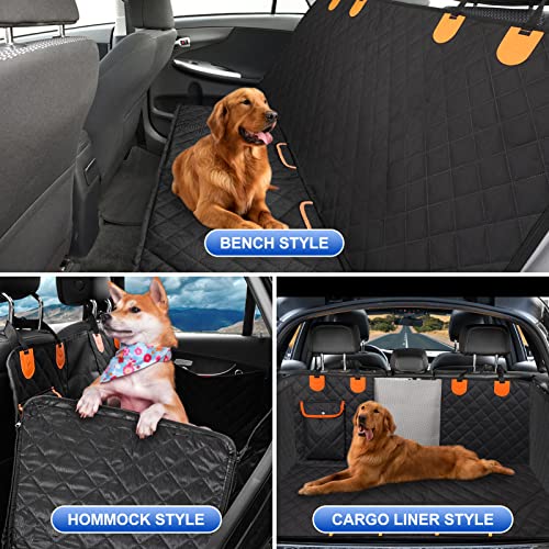 Dog Car Seat Cover for Back Seat 600D Scratchproof Nonslip Durable Waterproof Cars Pet Backseat Covers with Mesh Window Dogs Hammock for Car (Back Seat Hammock / X-Large)
