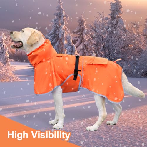 Dog Raincoat Waterproof Adjustable Rain Jacket Small Dogs Orange (Orange / XL-Fit for 15-21 pounds)