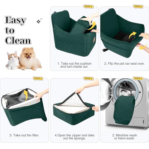 Dog Booster Car Seat for Dogs up to 35lbs (Green / Medium)