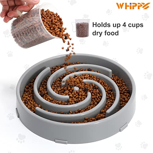 Slow Feeder Large Dog Bowls for Large Medium Dog Non Slip Maze Puzzle Bowl Pet Slower Food Feeding Dishes Interactive Bloat Stop Dog Bowl Preventing Choking Healthy Dog Bowl (Large / E-light gray)