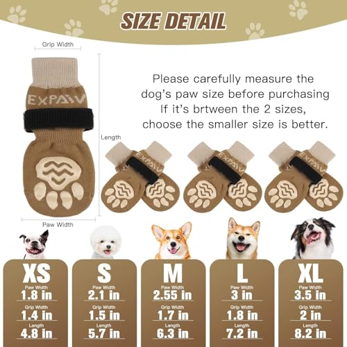 6PCS Anti Slip Dog Socks to Prevent Licking Paws (X-small (6 Count) / Khaki)