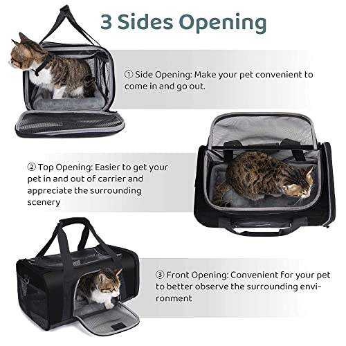 TSA Approved Pet Carrier for Small Cats and Dogs (17.7"L x 11.0"W x 8.3"H / 1.0 Black)