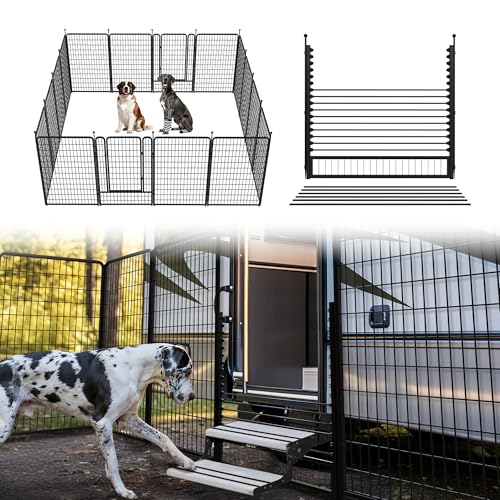 Rollick Dog Playpen with RV Step Grid (Black / 50"H)