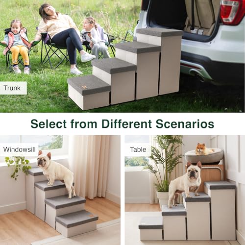 Dog Stairs for High Bed (Light Grey / 37.4" X 17" X 21.3" H)