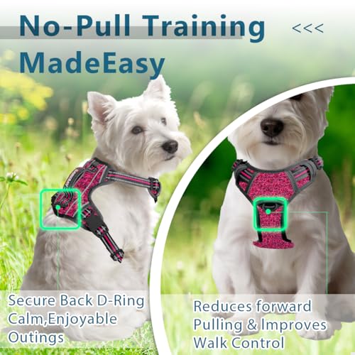 No Pull Dog Harness for Small Sized Dogs (X-Small(Chest:15.5-19.5”) / Pink/Black)