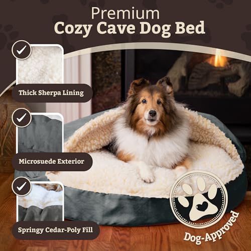 Cozy Cave Dog Bed (45.0"L x 45.0"W x 8.0"Th / Anthracite)
