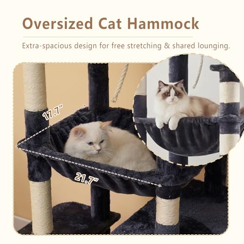 64.2" Heavy Duty Cat Tree for Large Cats with Wide Base HCT027G (64.2 inch / Smoky Gray)