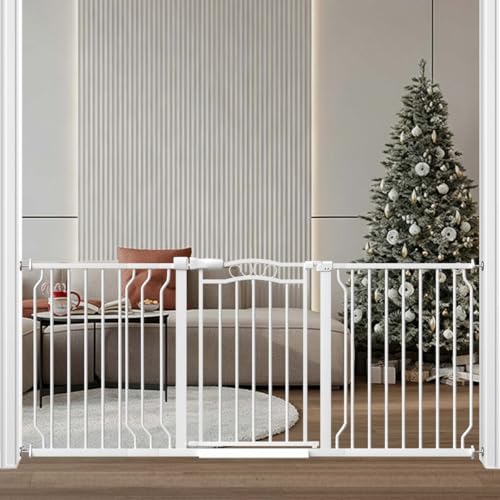 62.5" 71.6" Extra Wide Baby Gate for Doorways Long Dog Pet Gate (White / 62.6"-71.6")