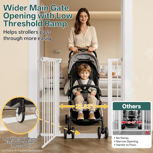 29.6 39.1 in Wide x 35.5 in High Extra Tall Baby Gate (White / 29.6-39.1"W x 35.5"H)