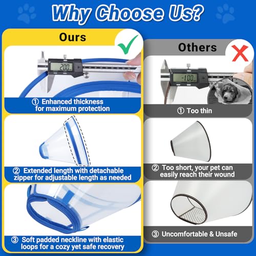 Dog Cone to Stop Licking (Blue / L(Neck: 13.75"-16.5"))