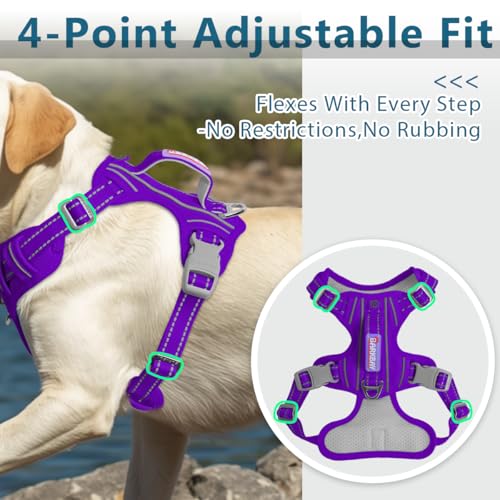 No Pull Dog Harness for Large Dogs (Large(Chest:24.5-32.5") / Purple-Oxford)