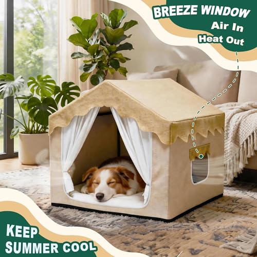 Boho Dog House Indoor (XL (29"×29"×29") / Beige)