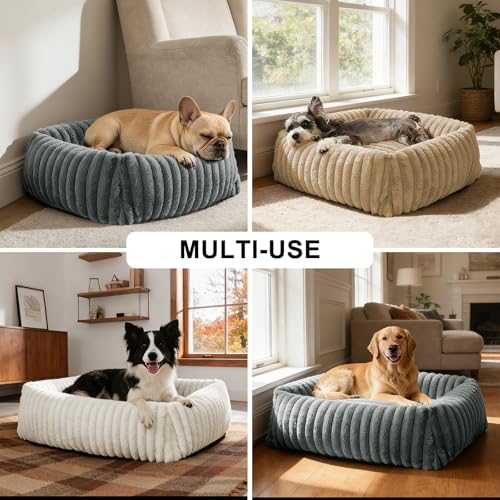 Dog Bed for Small Dogs (Beige / S (20"x19"x6"))