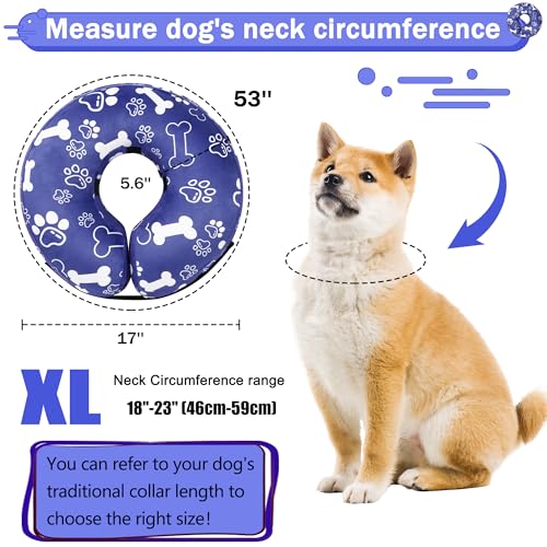 Recovery Donut Collar for Dogs & Cat (Darkblue / XL（neck 18"-23"）)