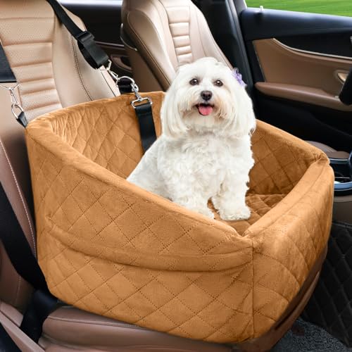 Dog Car Seat for Small Medium Dogs (Brown)