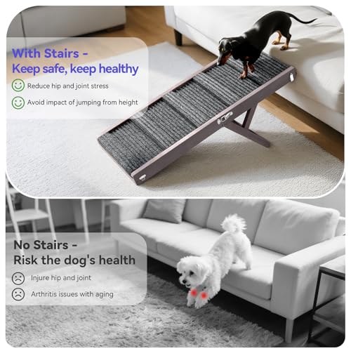 2026 Upgraded Small Dog Ramp for Couch Foldable (Grey Purple / 80×30cm-for couch)
