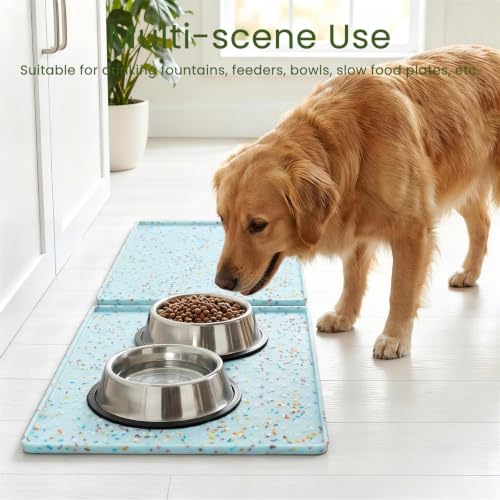 2 Pack Dog Food Mat Anti (24.5"L x 16.5"W - 2 Pack / Donut-Blue)