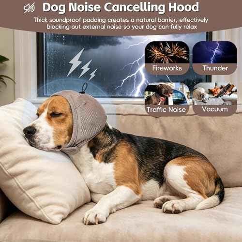 Upgraded Dog Ear Muffs No Shake Ear Wrap for Hematoma with SoundProof Pads (Khaki / Small(Head Circle:10"-15"))