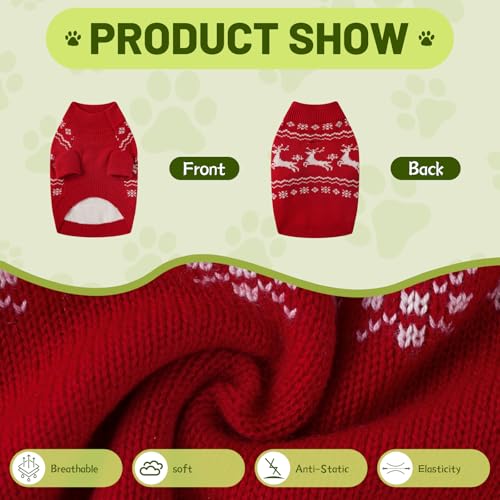 Christmas Dog Sweaters for Small Medium Large Dogs Classic Turtleneck Holiday Xmas Pet Clothes Cozy Stretchy Sweater for Chihuahua (Christmas Reindeer(Order One Size Up) / Medium)