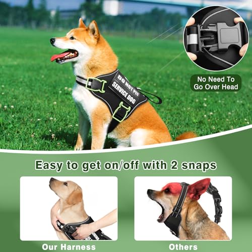 Service Dog Vest Harness and Leash Set+10 Patches (Small / Black)