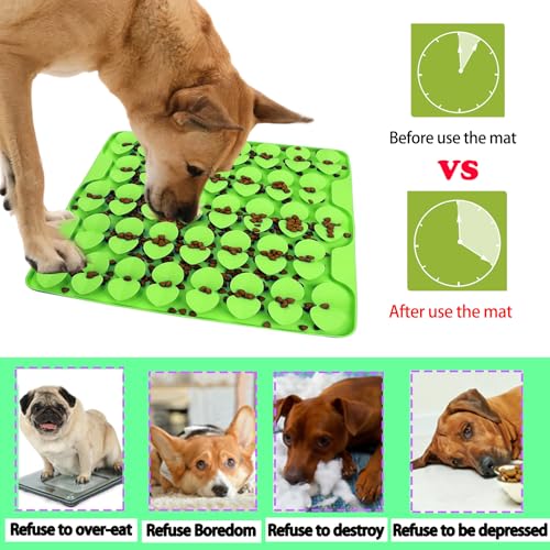 Large Silicone Snuffle Mat for Small Medium Large Dogs Slow Down Eating (Green-L (16.3x16.3in))