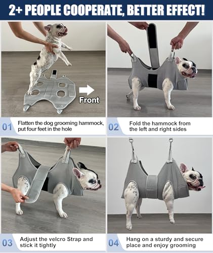 Dog Grooming Hammock (XXL (120 LB Max) Silver Grey 16-27in)