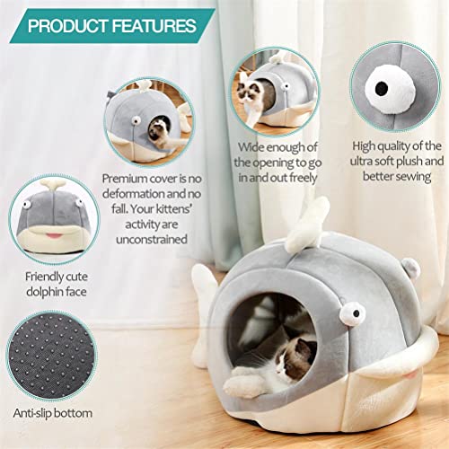 Cat Beds for Indoor Cats (Dolphin Gray / L)