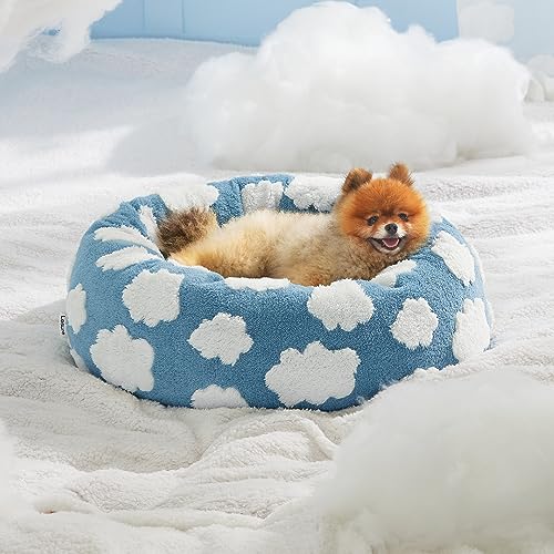 Shown on TV Jacquard Donut Cute Small Dog Beds (27.0"L x 27.0"W x 8.0"Th / Cozy Clouds Blue)