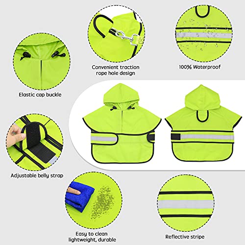 Dog Raincoat Hooded Poncho (Green / X-Large)