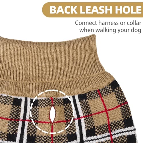 Dog Sweaters for Large Medium Small Dogs (L - Chest 28", Back 20" / Cream)
