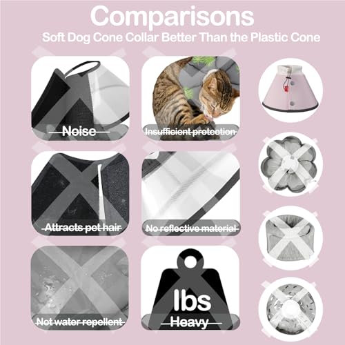 Soft Dog Cone for Small Dogs & Cats (Pink / (Neck:9"-12"))