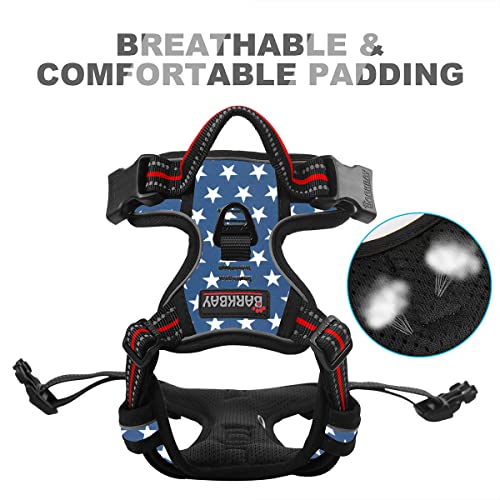 No Pull Dog Harness Front Clip Heavy Duty Reflective Easy Control Handle for Large Dog Walking (X-Large(Chest:30-38”) / Blue Star)