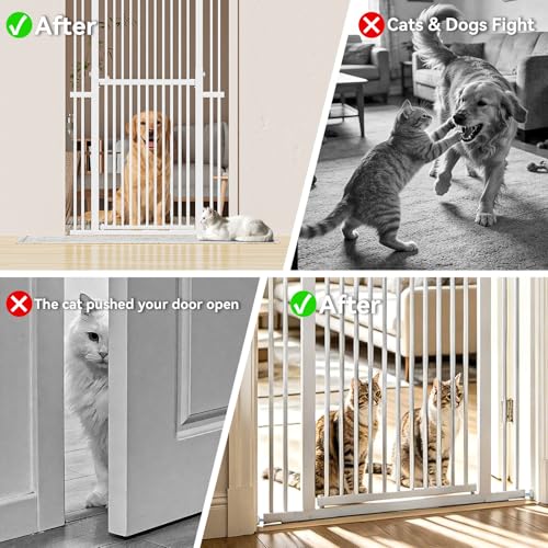 51" 87" Extra Tall Pet Gate for Cats (White / Height:51-87"/129-220cm)