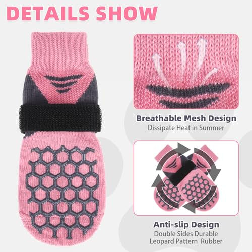 Dog Socks Shoes for Hot Pavement (Pink / X-Small(4 Pack))
