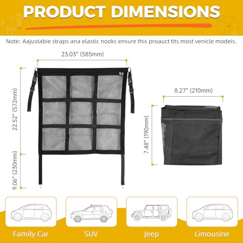 Dog Car Barrier with Storage Pocket Double (23.2" x 23.2")