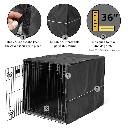 Intermediate Dog Crate Cover (Black / 35"L x 23"W x 24"H)