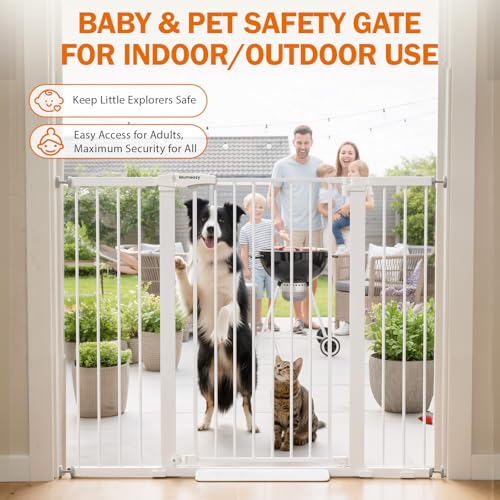 36" Extra Tall Baby Gate for Stairs (White / 29.7-51"W x 36"H)