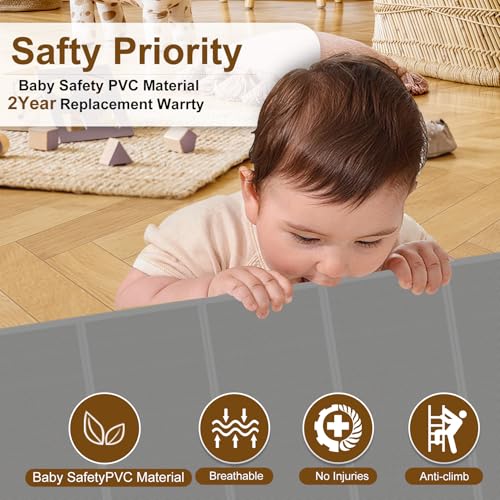 120 inch Reinforced Retractable Baby Gates 34 inch Tall (Gray / 34" Tall x 120" Wide)