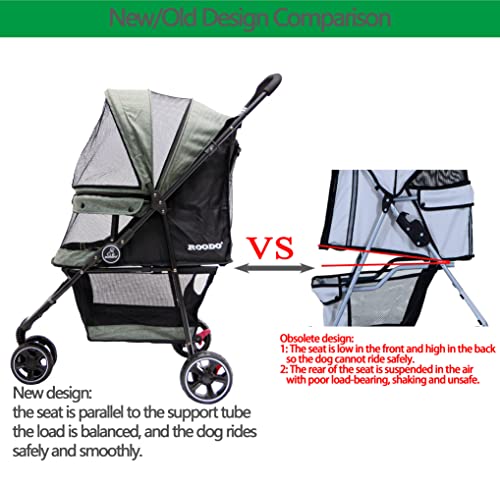3 Wheel Dog Pet Cat Stroller Best Lightweight Foldable Compact Portable Jogger All Terrain Travel Pet Gear Puppy Kitty Stroller for up to 30lbs Medium Small Dogs and Cats (Cationic ash)