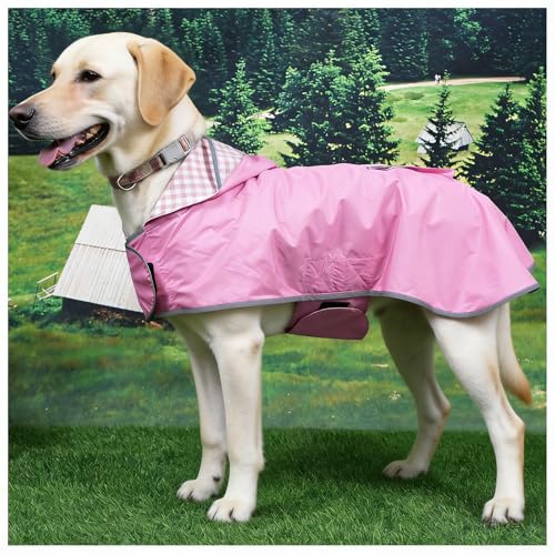 Waterproof Dog Raincoat Reversible (Rose Pink / Large(33-37lb))