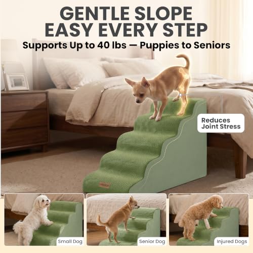 Dog Stairs for High Beds (Sage Green / Stairs 24.5"H)