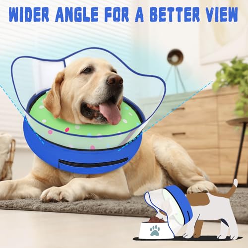 Elevated Inflatable Dog Cone Collar Alternative After Surgery (Donut Green / XXL(Neck 18.5"-23.5"))