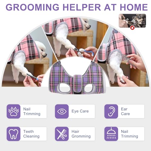Dog Grooming Hammock for Small Dogs (S (Leg Spacing: 7-10.2" / Max W: 30lbs) / Purple)