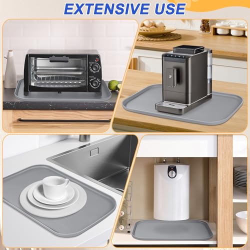 Waterproof Silicone Pet Food Mat with Raised Edge for Dog & Cat (Light Gray / 19"L x 12"W)