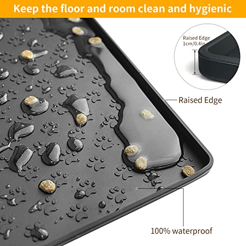 Silicone Pet Placemat for Dog and Cat (31.5"L x 23.6"W / Black)